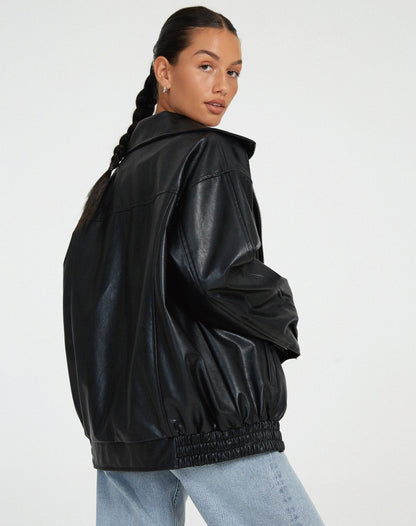 Chaqueta con cremallera oversize para mujer | Cuello ancho