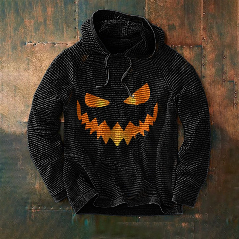 Festiva sudadera navideña con capucha, estampado de calabaza y ajuste cómodo para la fiesta de Navidad