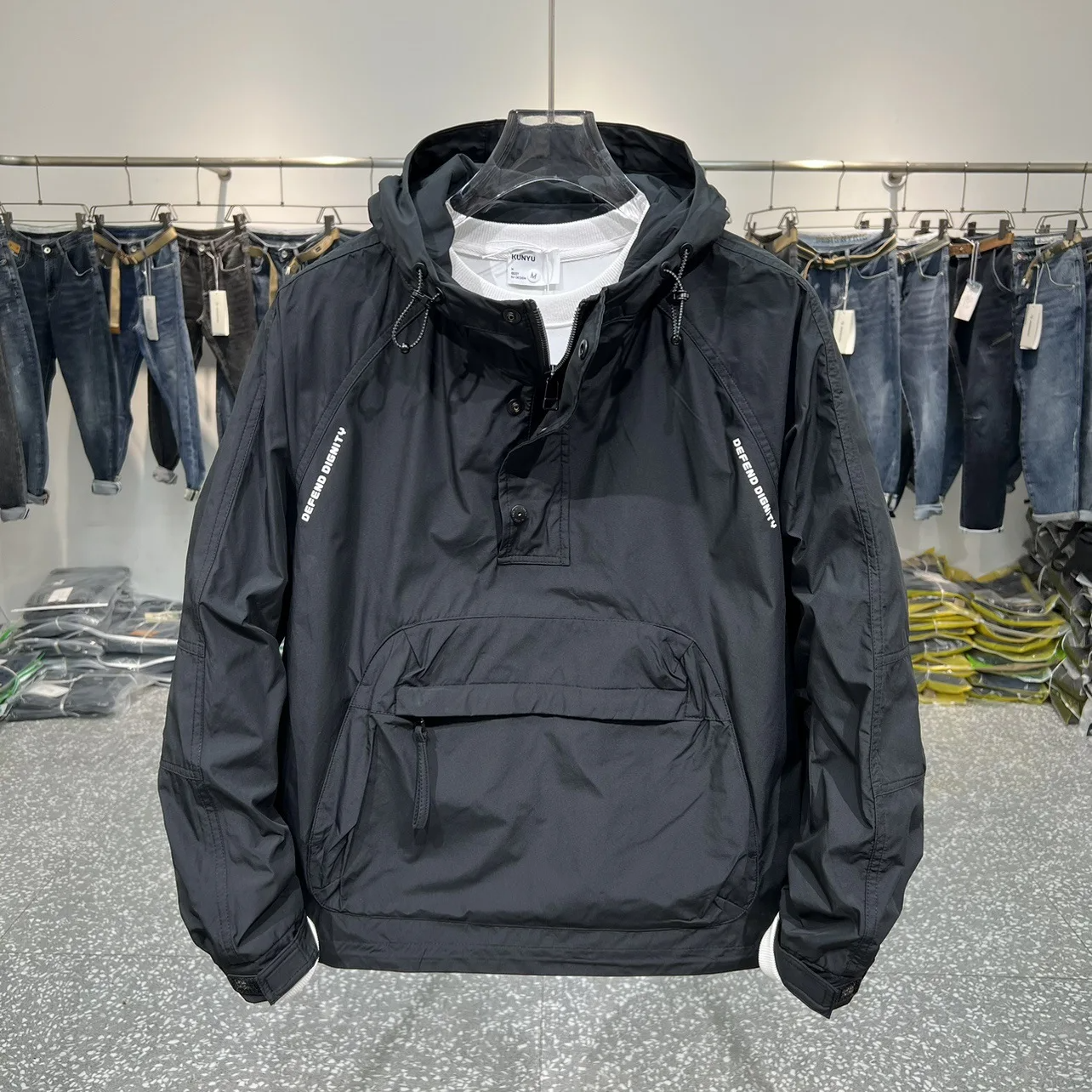 Half zip hooded work jacket