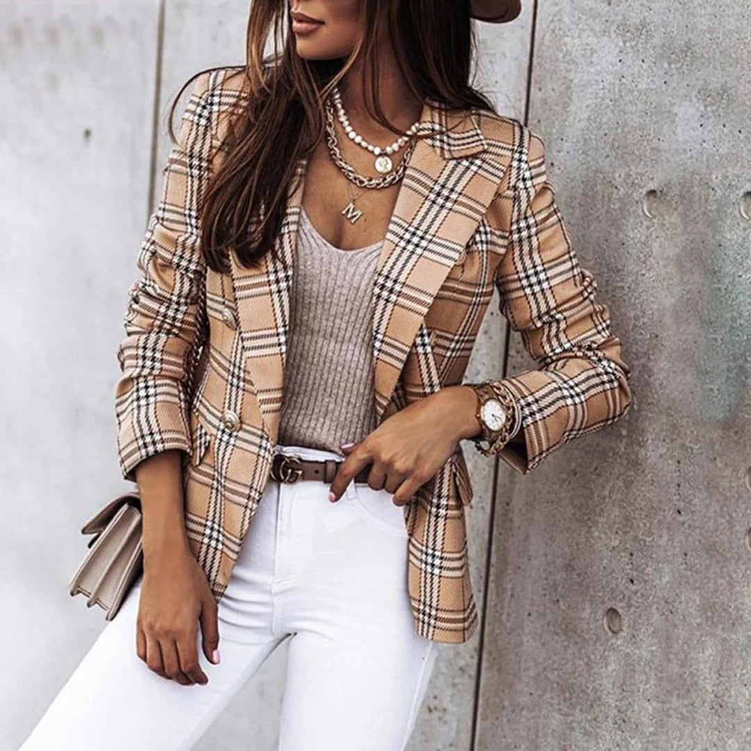 Blazer de Mujer con Solapa Grande | A Cuadros