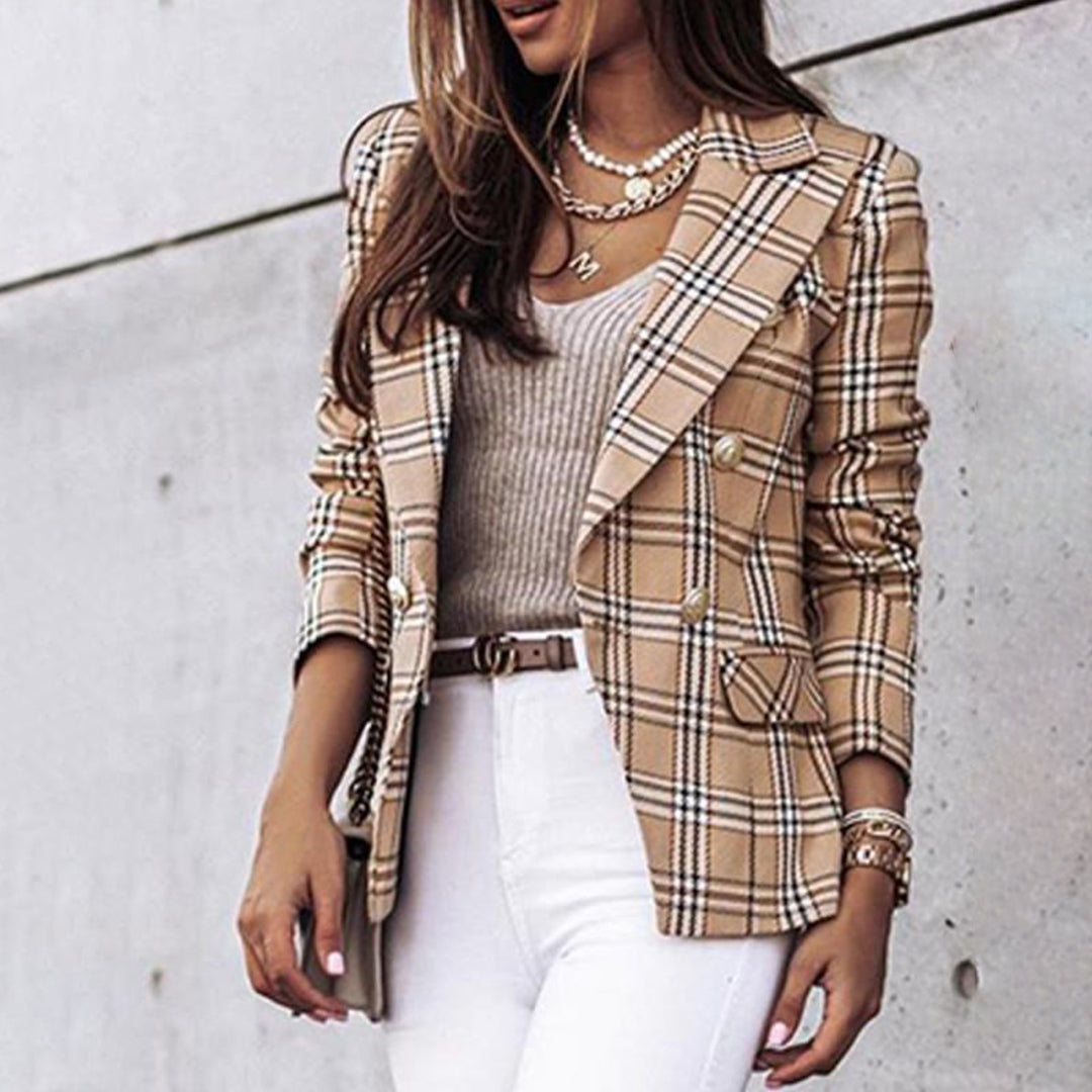 Blazer de Mujer con Solapa Grande | A Cuadros