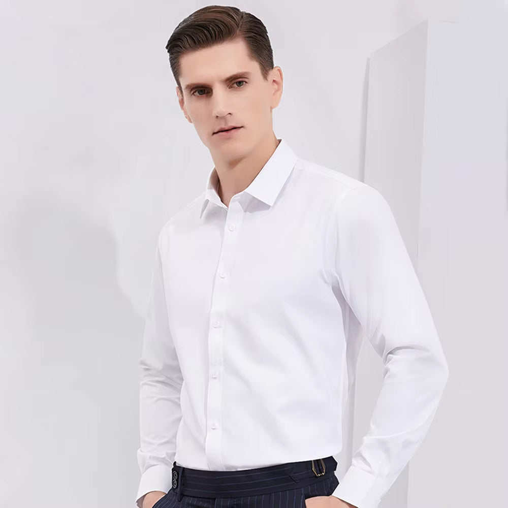 Camisa formal de negocios de manga larga para hombre, talla grande Camisas