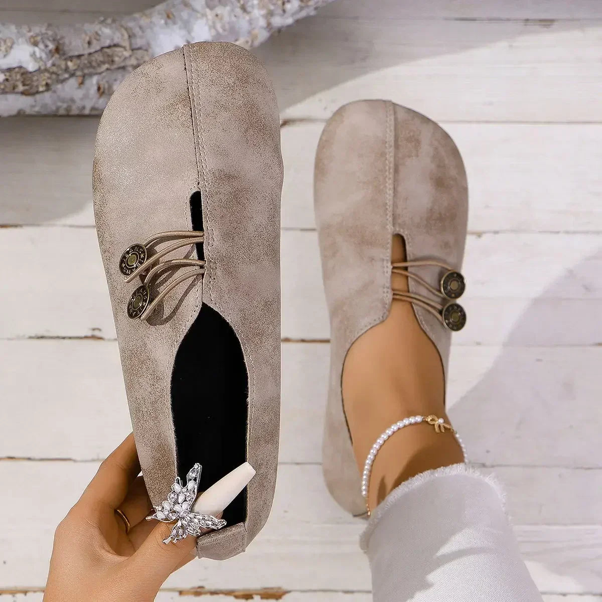 Mocasines de Mujer | Detalle de Botón