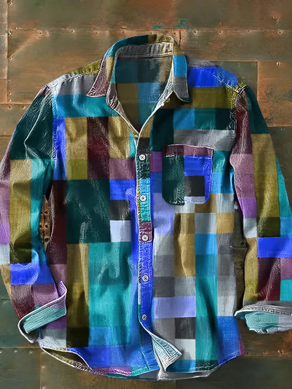Camisa de Hombre con Patchwork | Corte Casual
