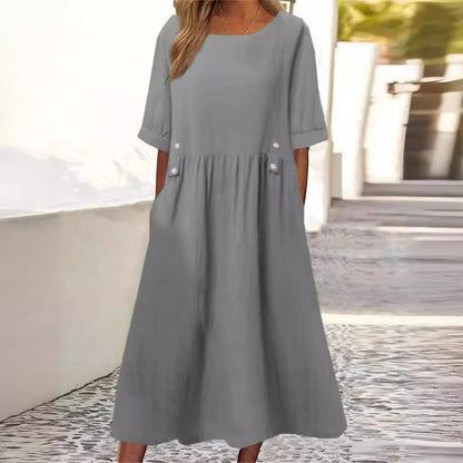Vestido midi de verano de mujer | con bolsillos
