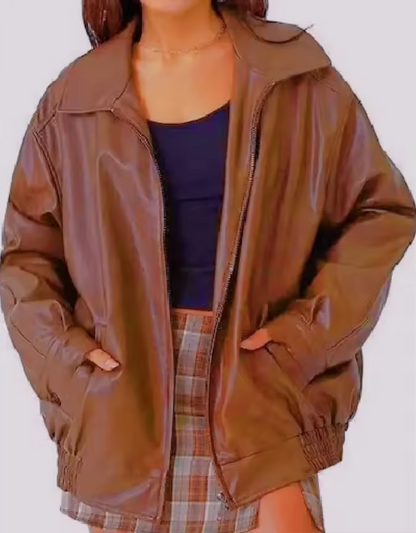 Chaqueta con cremallera oversize para mujer | Cuello ancho