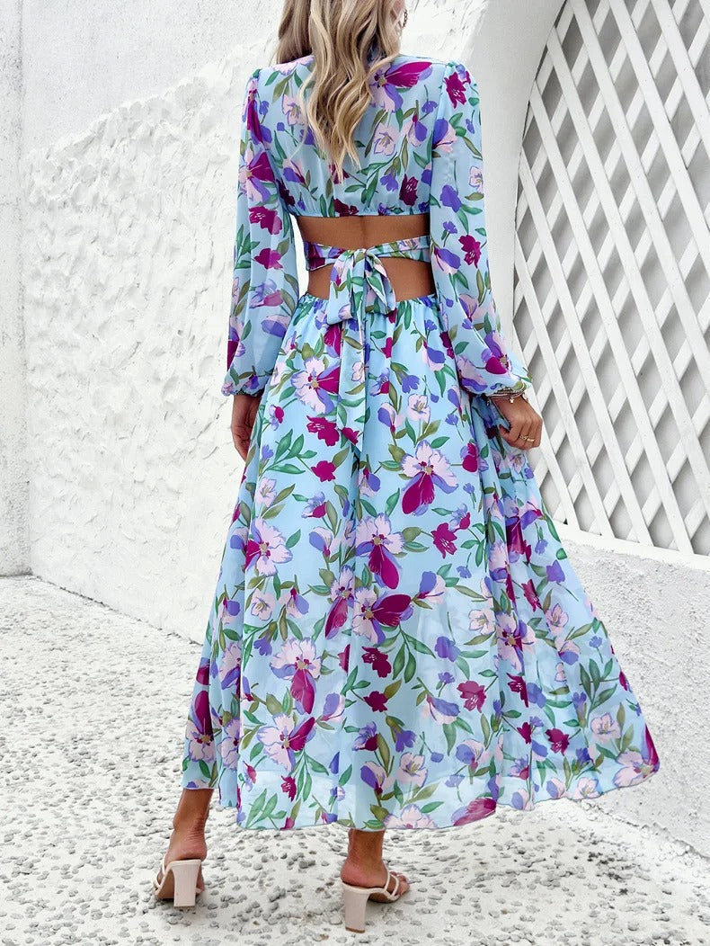 Piera | Printed V-neck party dress