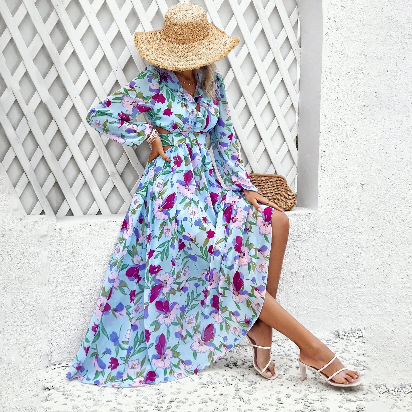 Piera | Printed V-neck party dress