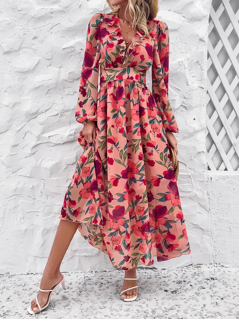 Piera | Printed V-neck party dress