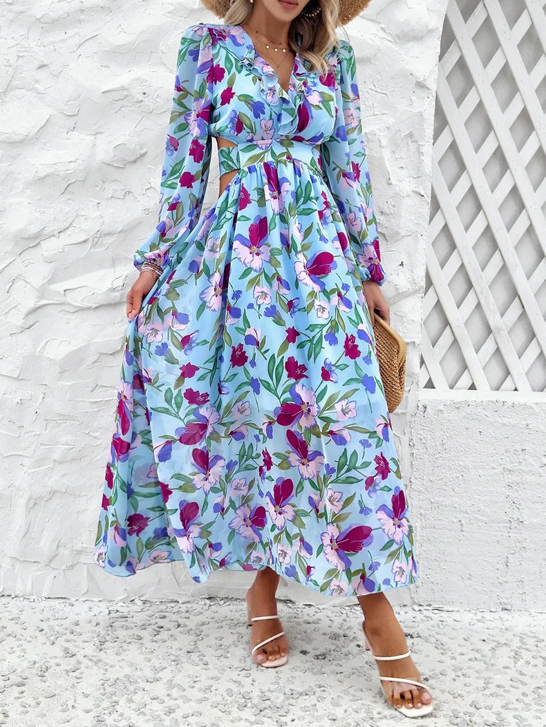 Piera | Printed V-neck party dress