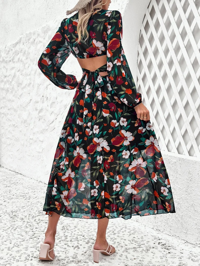 Piera | Printed V-neck party dress