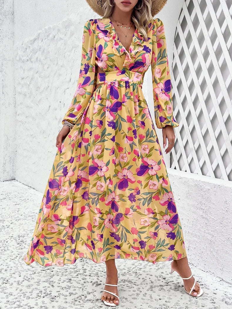 Piera | Printed V-neck party dress