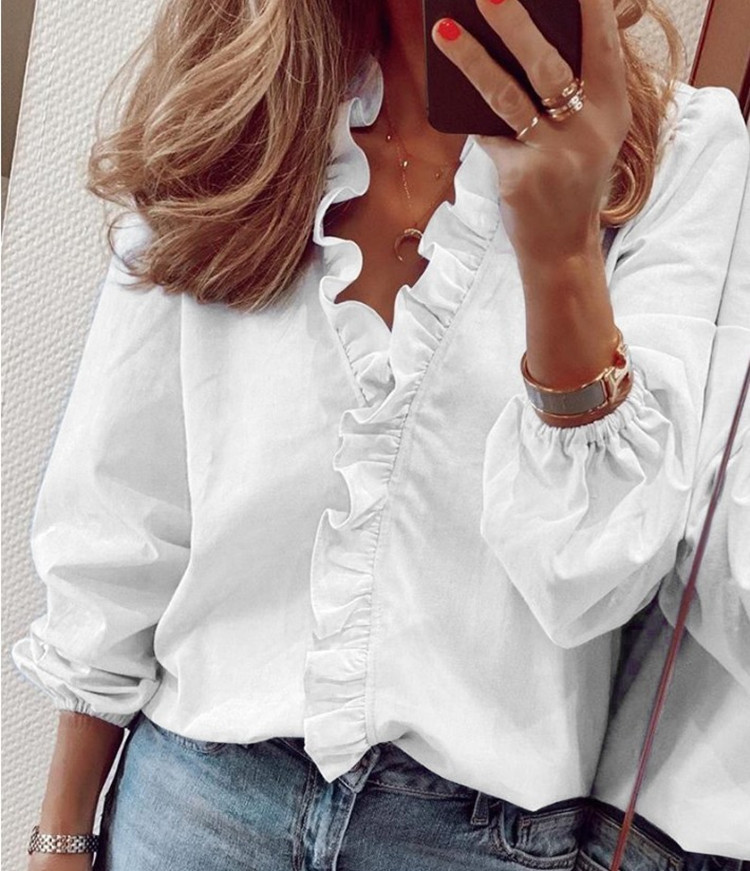 Long sleeve V-neck printed shirt