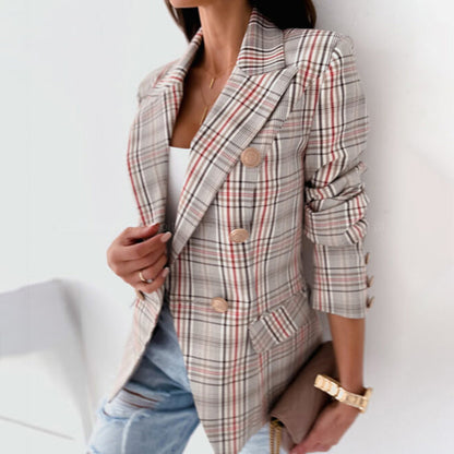 Blazer de Mujer con Solapa Grande | A Cuadros