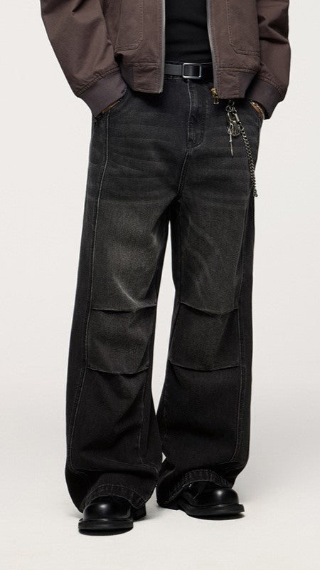 Retro Stretch Straight-Leg Jeans, pantalones vaqueros lavados de corte clásico