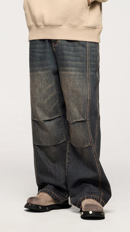 Retro Stretch Straight-Leg Jeans, pantalones vaqueros lavados de corte clásico