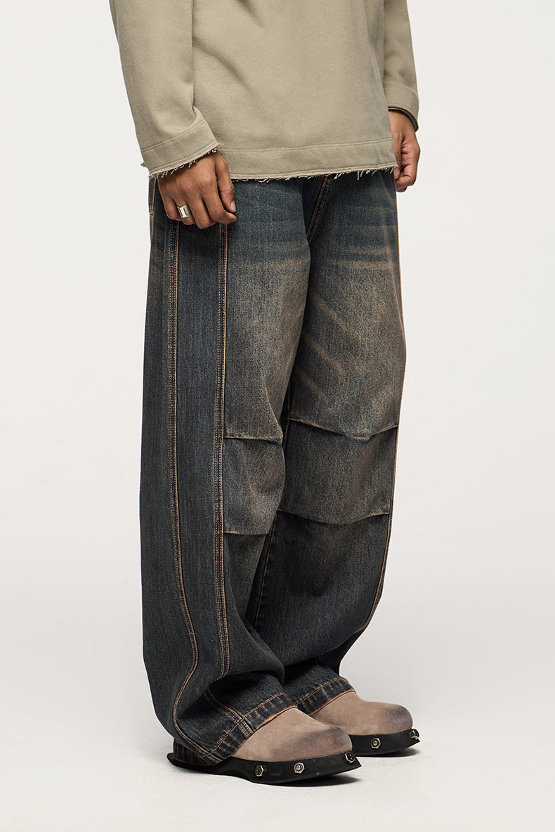 Retro Stretch Straight-Leg Jeans, pantalones vaqueros lavados de corte clásico