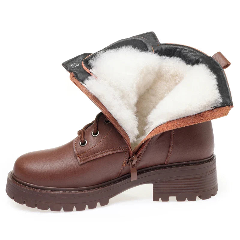 CozyStep Botas de invierno para mujer - cálidas, antideslizantes y elegantes - cuero auténtico