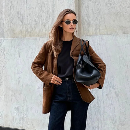 Chaqueta Blazer de Mujer | Solapa de Ante