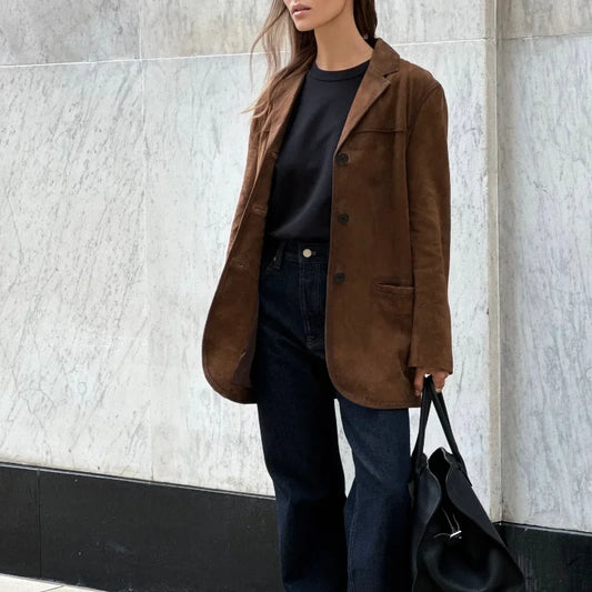 Chaqueta Blazer de Mujer | Solapa de Ante