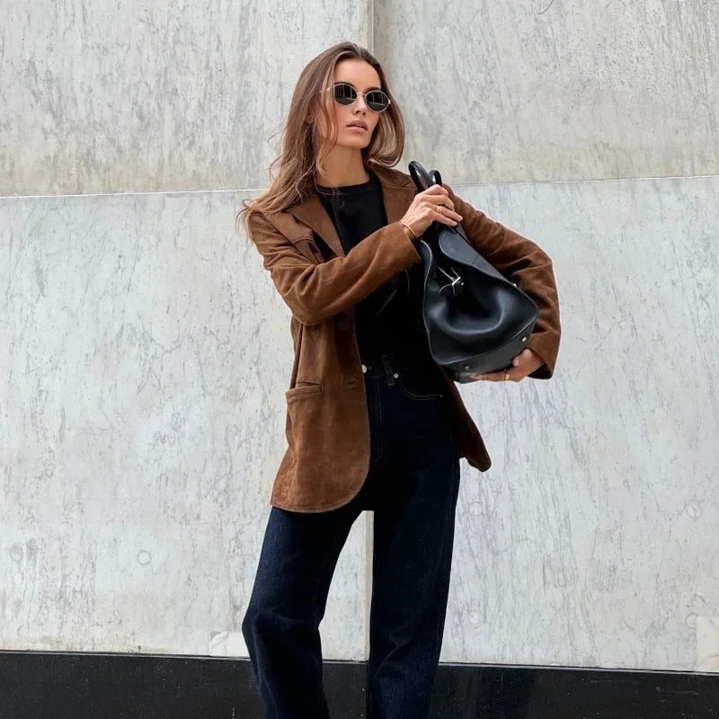 Chaqueta Blazer de Mujer | Solapa de Ante
