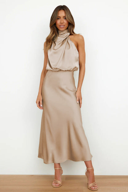 Vestido de Noche de Mujer | Cuello Drapeado