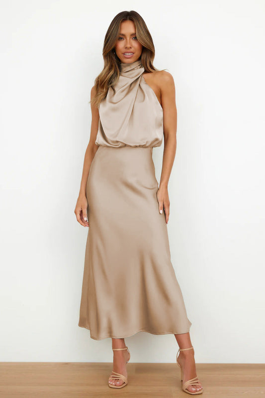 Vestido de Noche de Mujer | Cuello Drapeado