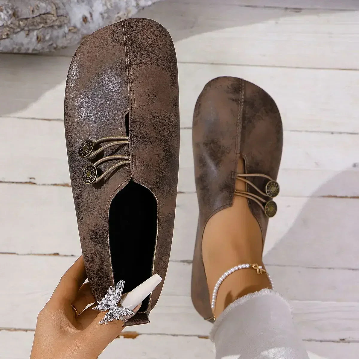 Mocasines de Mujer | Detalle de Botón