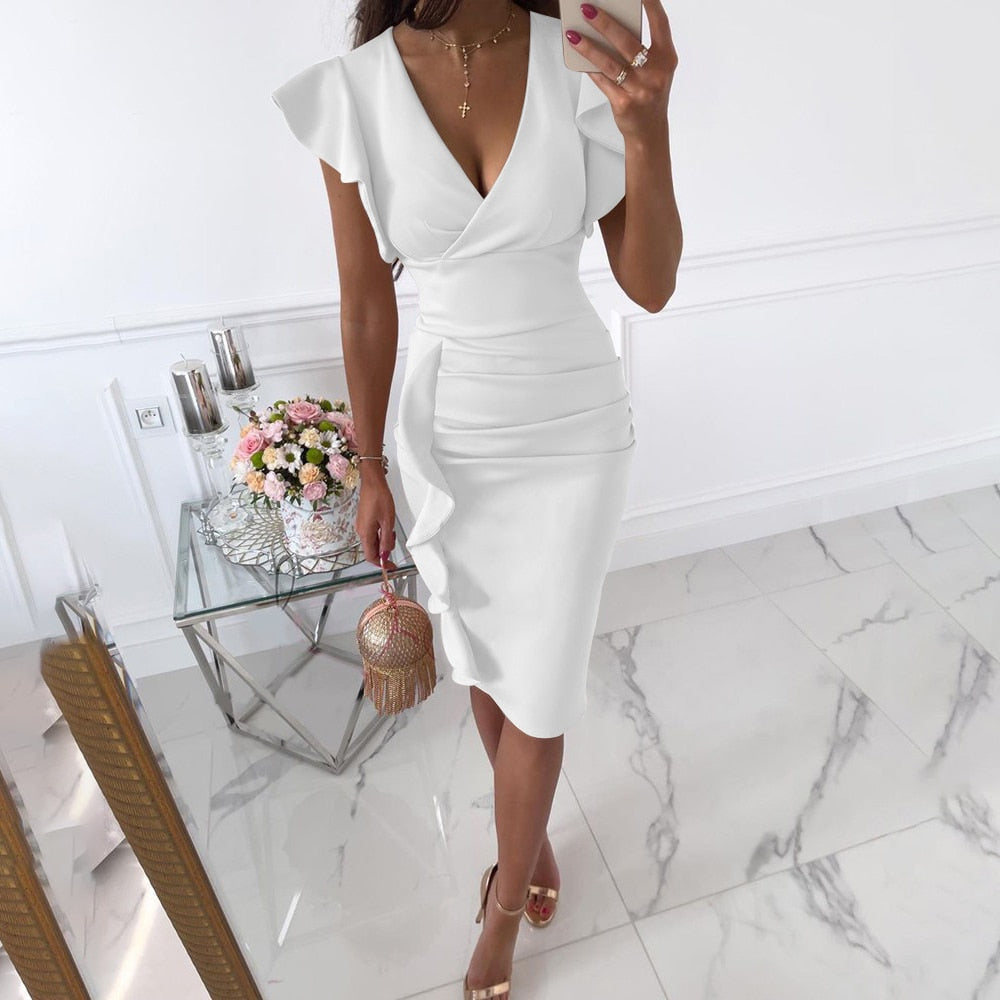 Vestido mini con volantes de mujer | manga corta