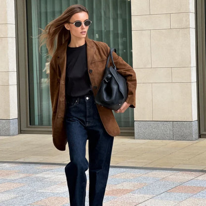 Chaqueta Blazer de Mujer | Solapa de Ante