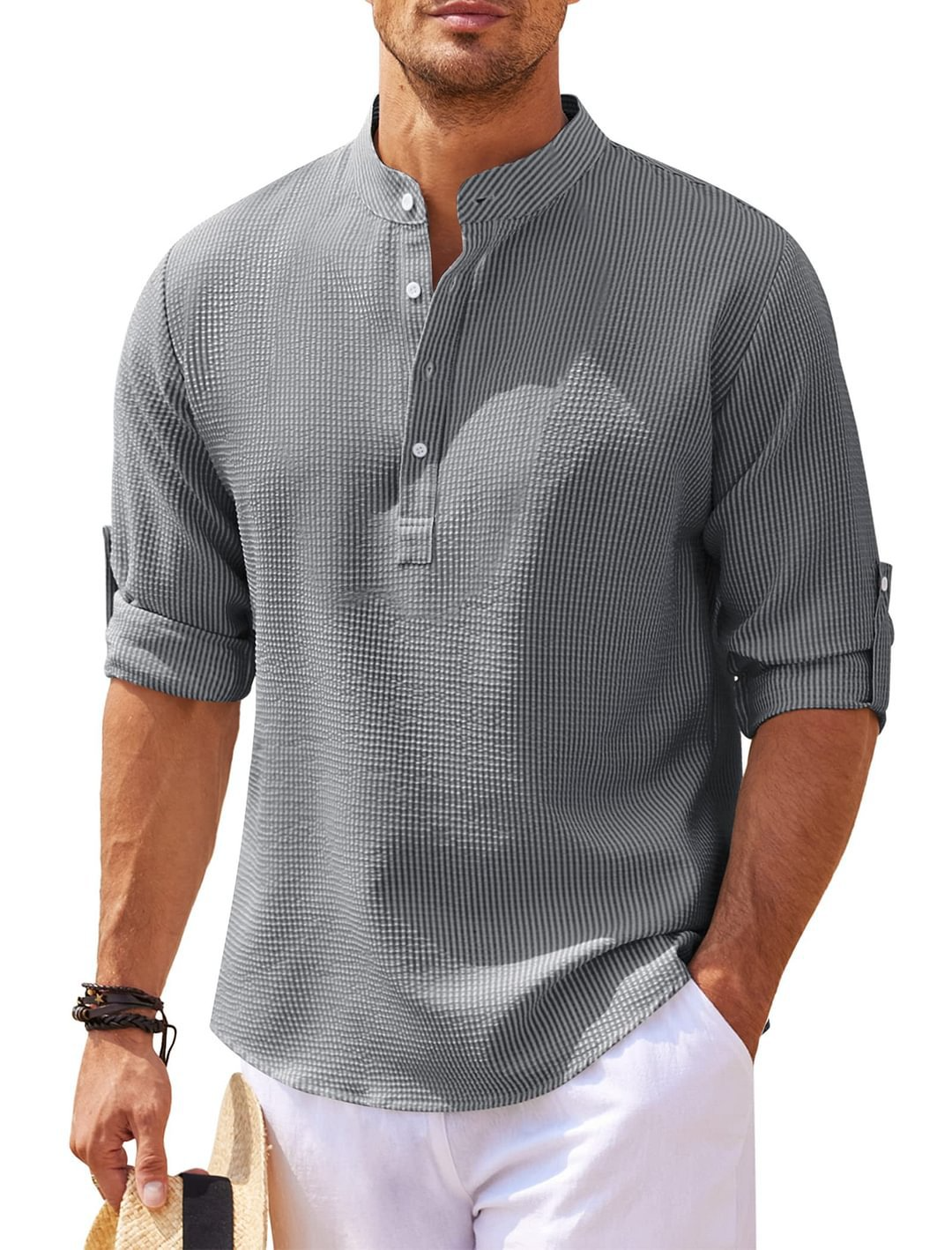 Camisa casual con cuello alto