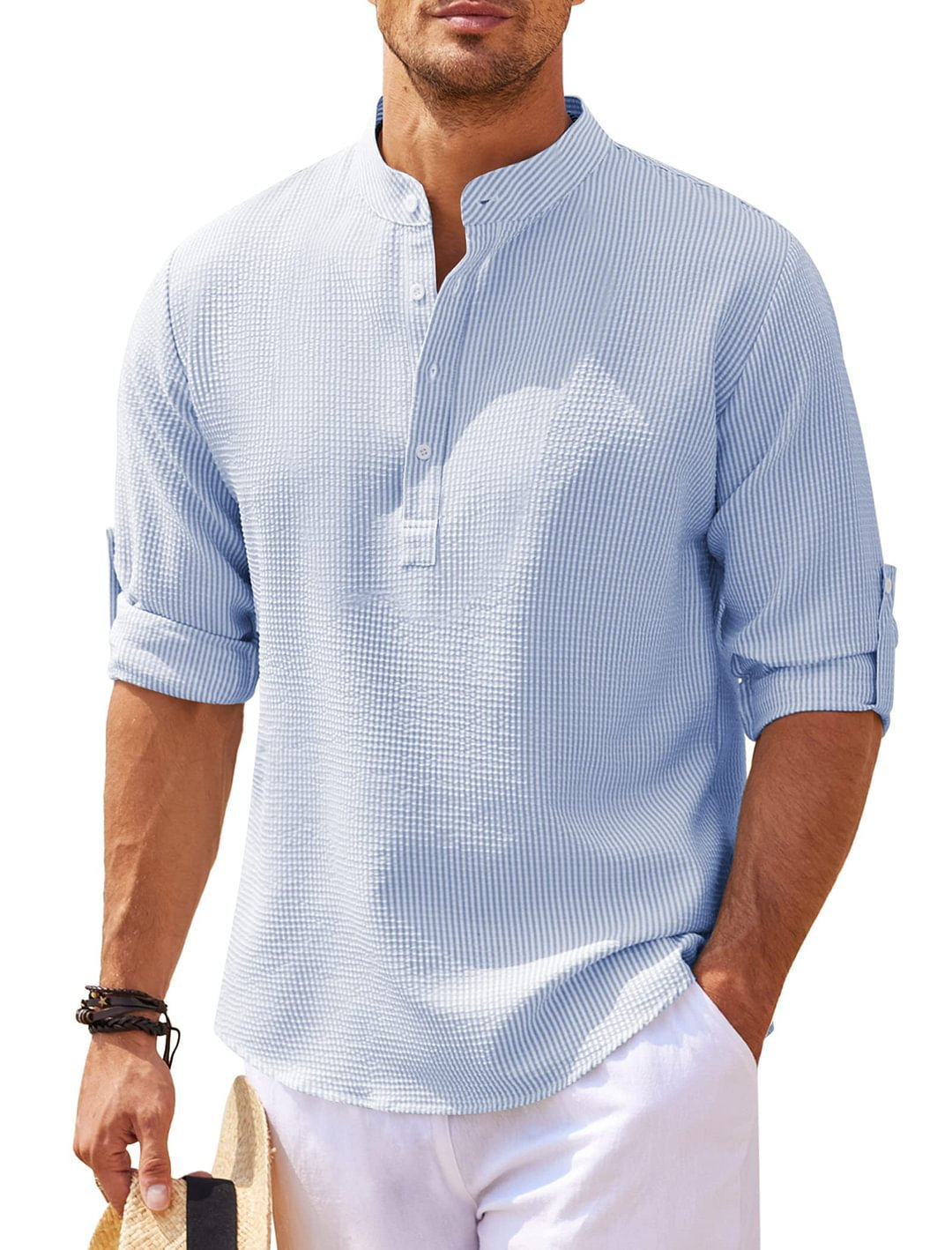 Camisa casual con cuello alto