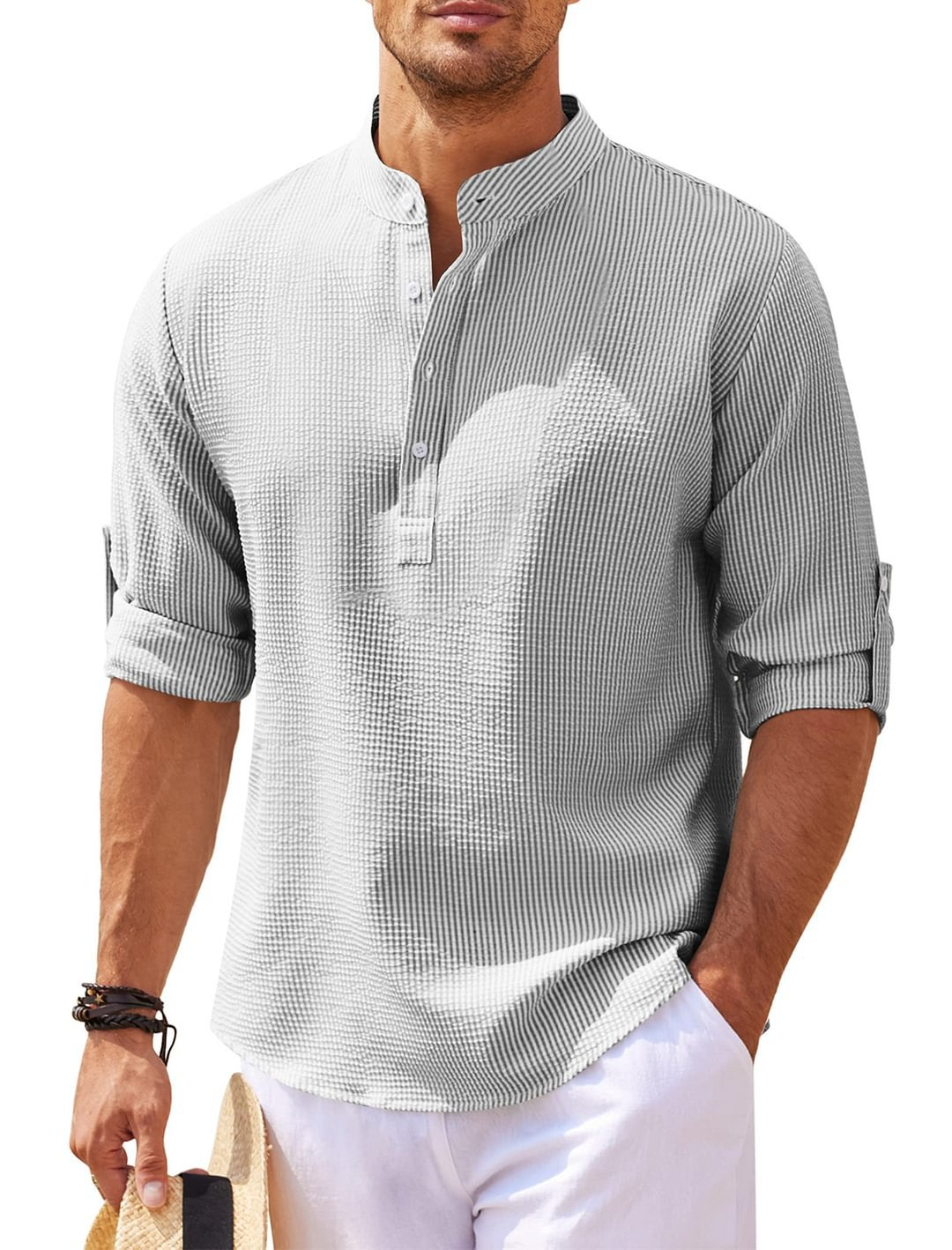 Camisa casual con cuello alto