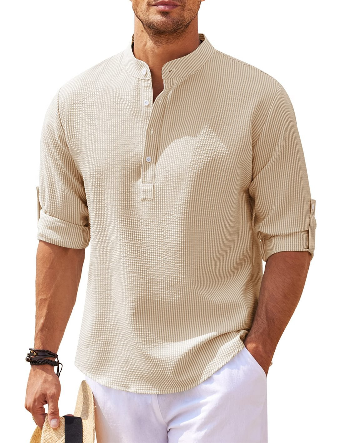 Camisa casual con cuello alto