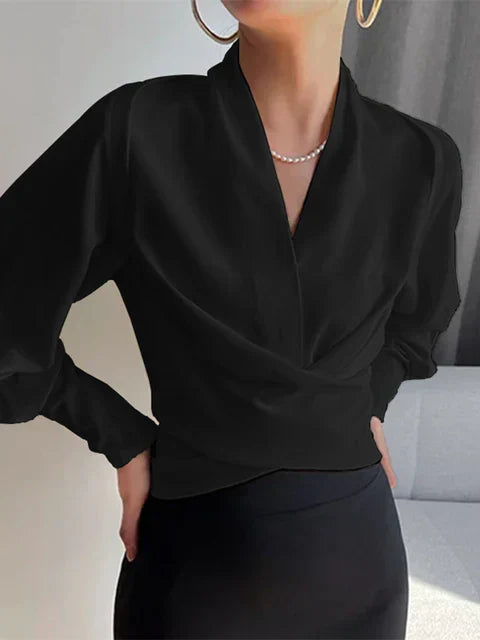 Blusa de Mujer con Mangas Abullonadas | Cuello en V