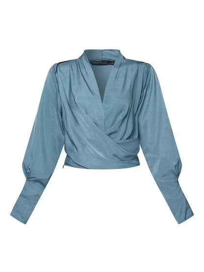 Blusa de Mujer con Mangas Abullonadas | Cuello en V