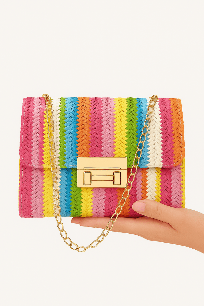 Bolso bandolera bohemio multicolor con cadena dorada - Carmen Modas - Bags