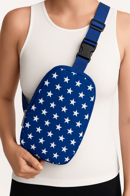 Bolso bandolera nylon con estrellas ideal para eventos patrióticos - Carmen Modas - Bags