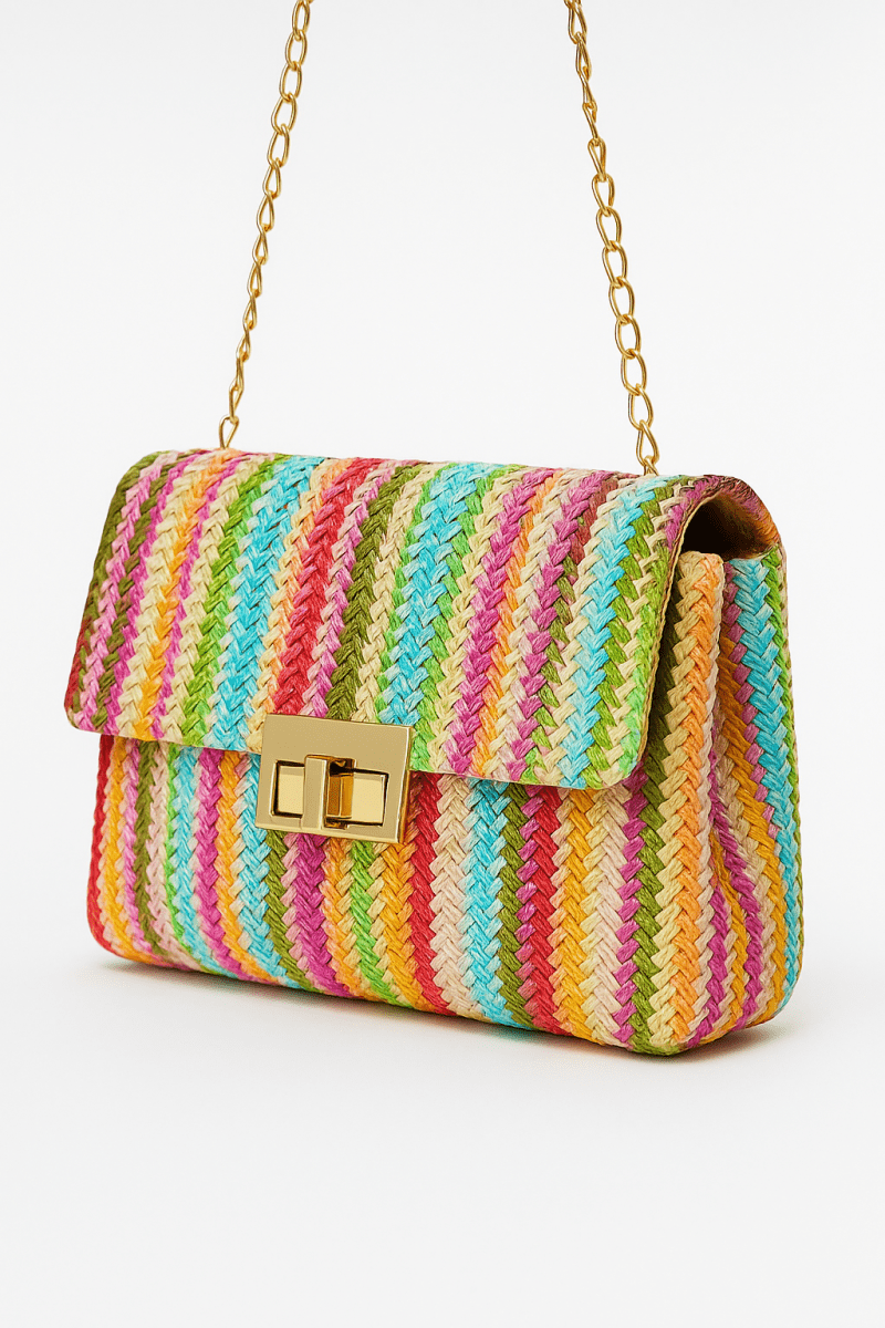 Bolso hombro bohemio paja cadena dorada verano - Carmen Modas - Bags