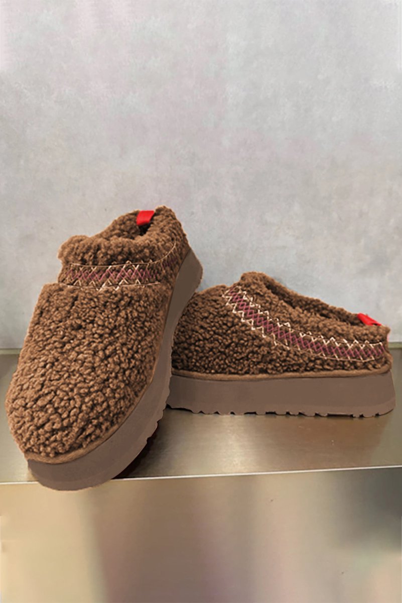 Botas nieve bordado sherpa suela gruesa térmicas invierno - Carmen Modas - Slides Shoes + Flip Flops