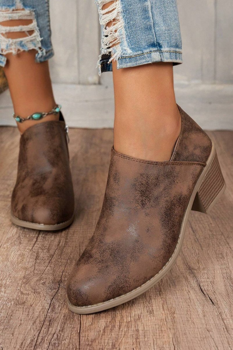 Botines de Tacón Ancho en Ante Negro para Mujer - Carmen Modas - Boots