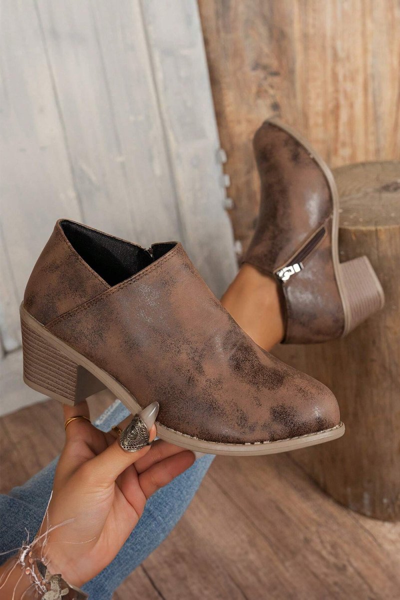 Botines de Tacón Ancho en Ante Negro para Mujer - Carmen Modas - Boots
