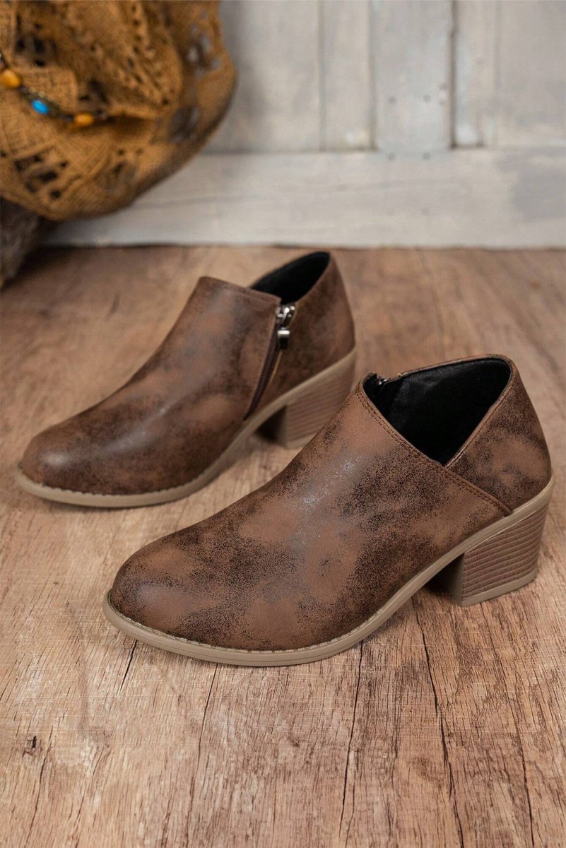 Botines de Tacón Ancho en Ante Negro para Mujer - Carmen Modas - Boots