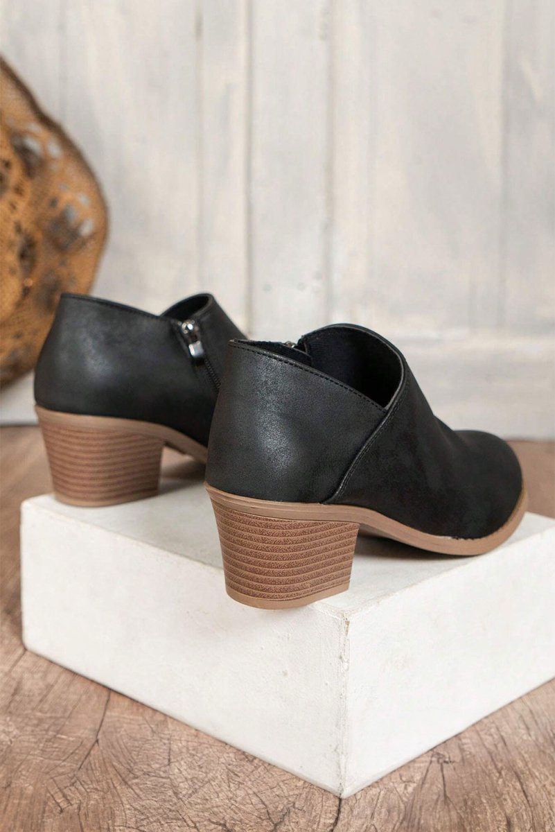 Botines de Tacón Ancho en Ante Negro para Mujer - Carmen Modas - Boots