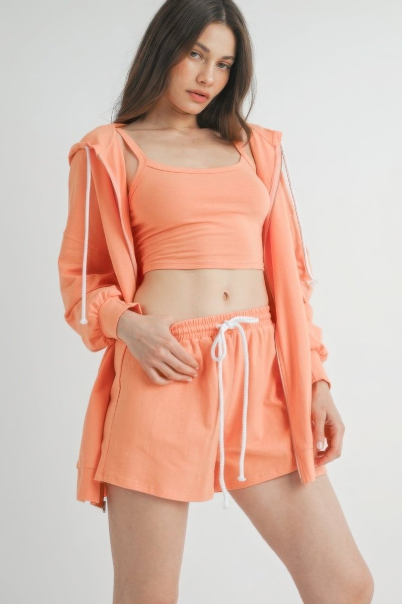 Conjunto de Suéter de 3 Piezas en Vibrante Tangerine - Estilo y Comodidad EEUU - Carmen Modas - Sets