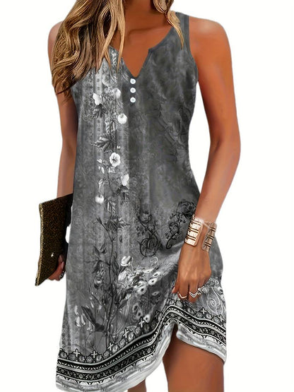 Vestido mini sin mangas de mujer | estampado