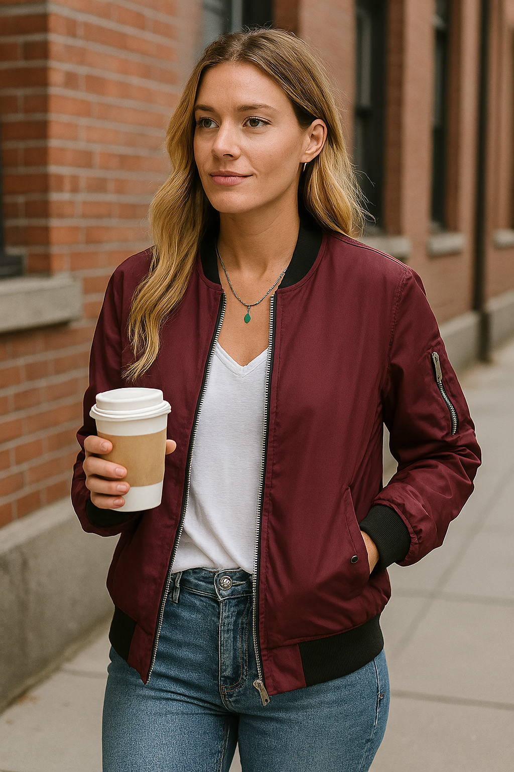Chaqueta bomber para mujer | Bajo acanalado
