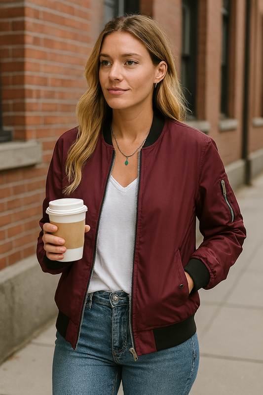 Chaqueta bomber para mujer | Bajo acanalado