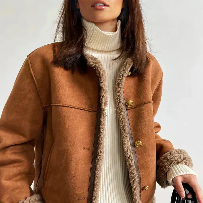 Chaqueta corta para mujer | Ribete de borreguito