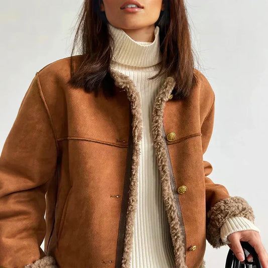 Chaqueta corta para mujer | Ribete de borreguito
